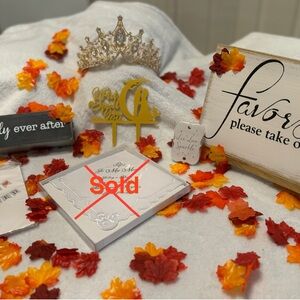Fall Wedding Decor with Gold Crown